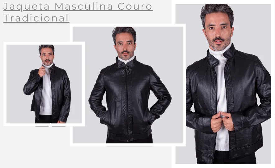 Tipos de Jaquetas: Jaqueta Masculina Couro Tradicional
