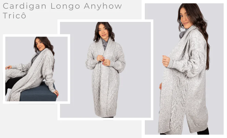 Roupas Estilosas para o Inverno: Cardigan Longo Anyhow Tricô