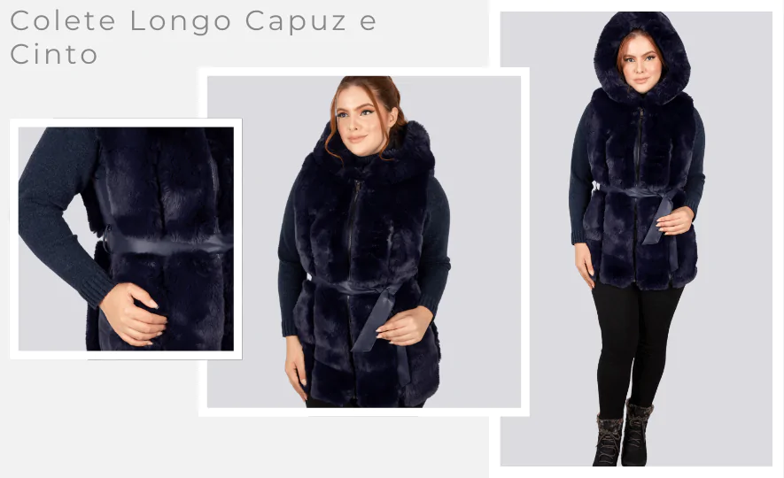 Roupas Estilosas para o Inverno: Colete Longo Com Capuz e Pelo