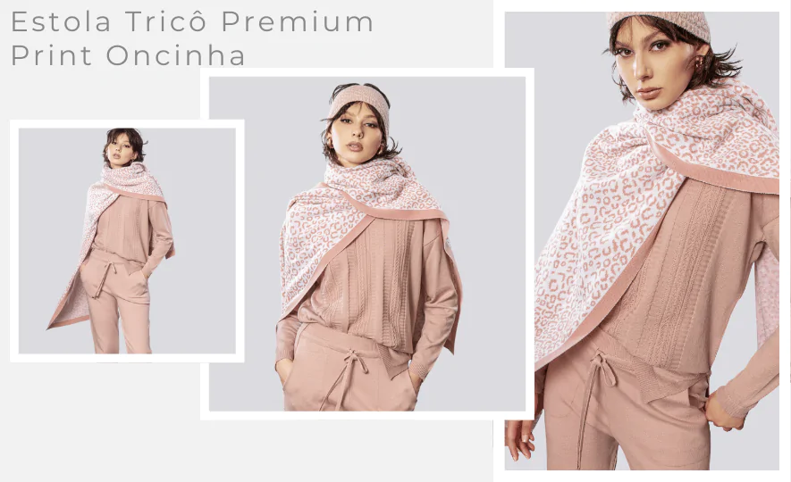 Roupas Estilosas para o Inverno: Estola Tricô Premium Print Oncinha